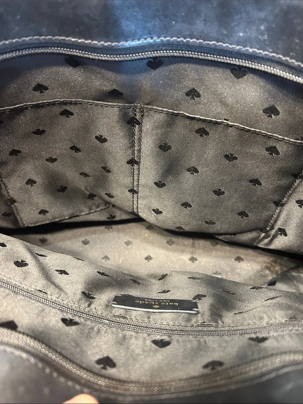 kate spade Black Leather Tote with Gold Logo Accent